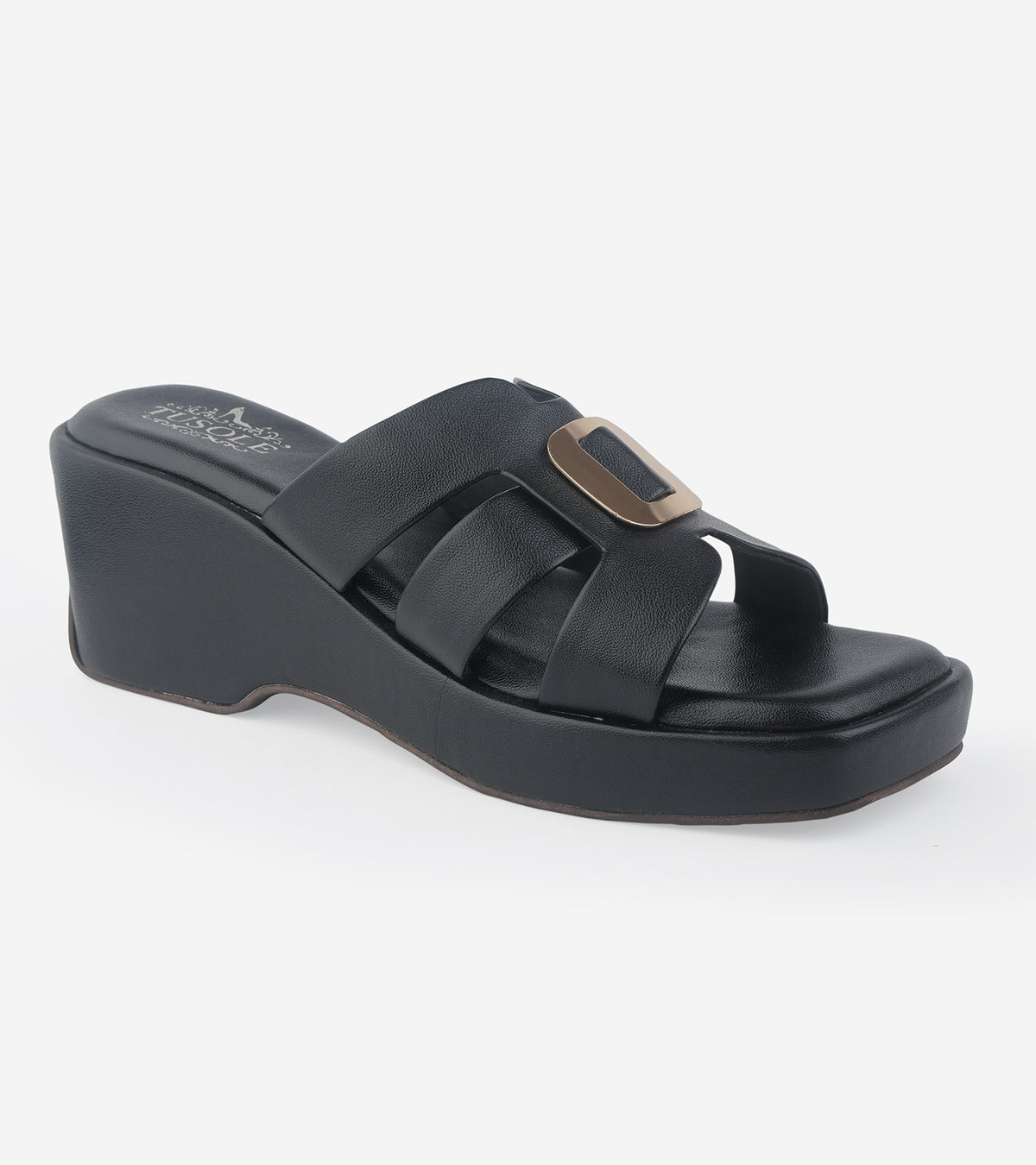Strap Wedges Centered Buckle