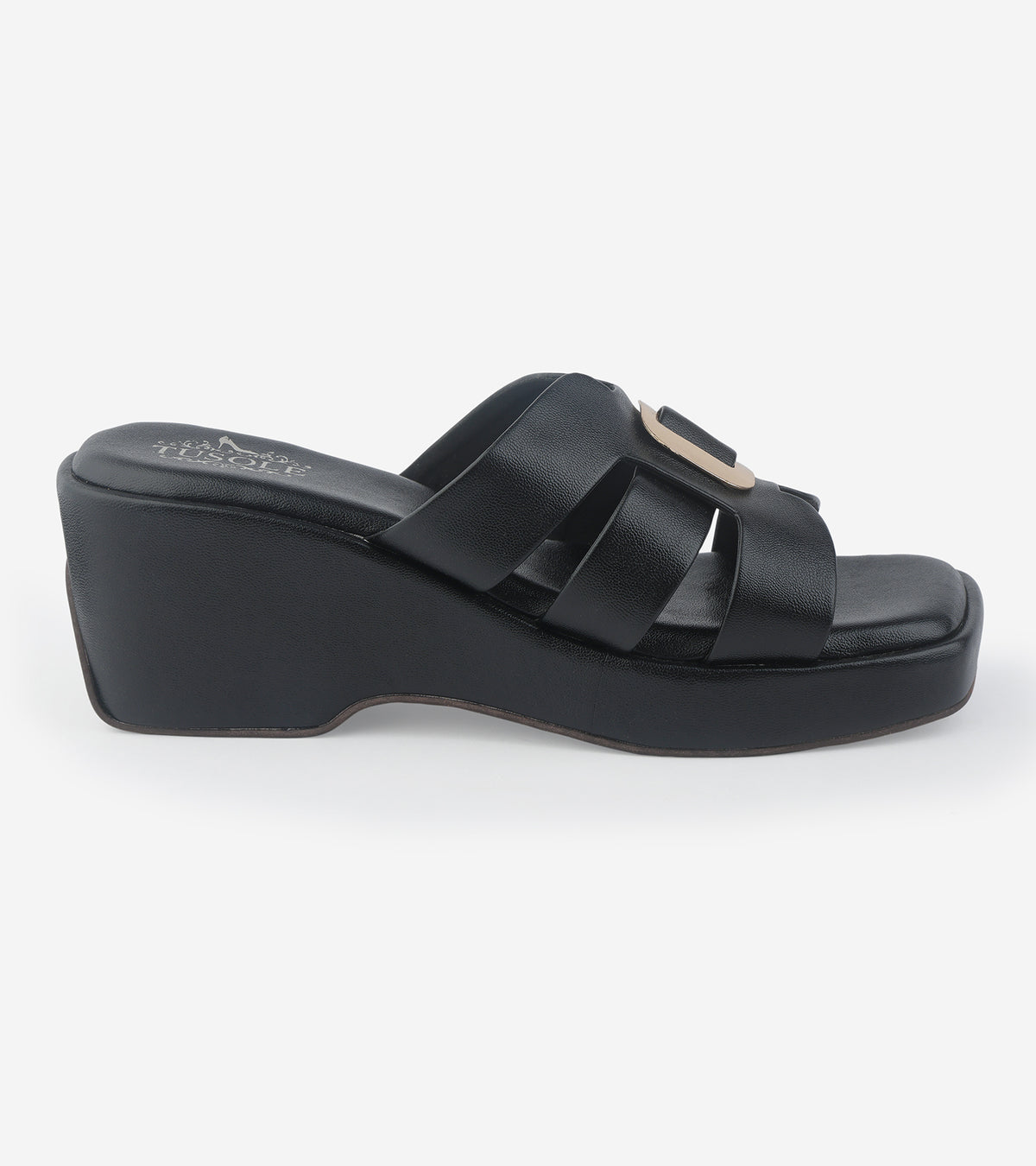 Strap Wedges Centered Buckle