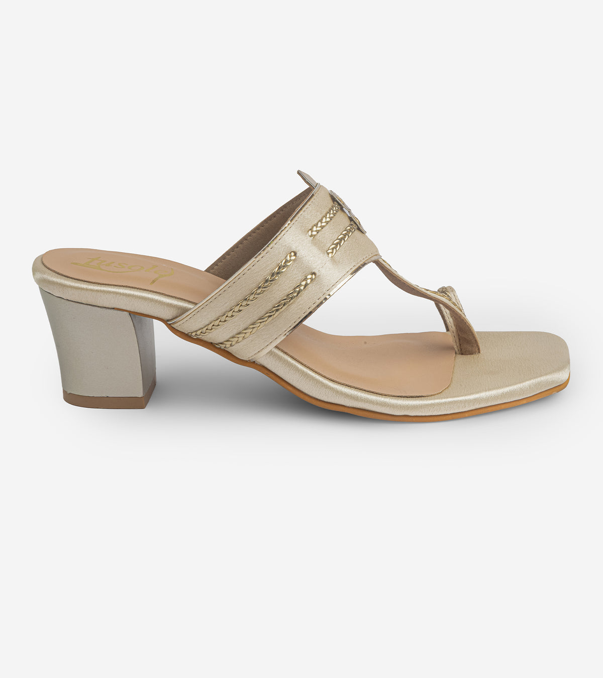 block-heels-kolhapuri - Gold