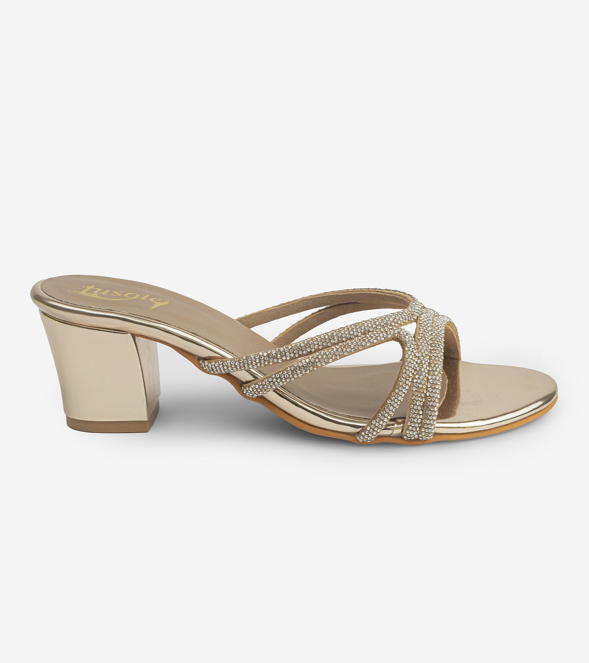 crystal-strap-heels - Gold